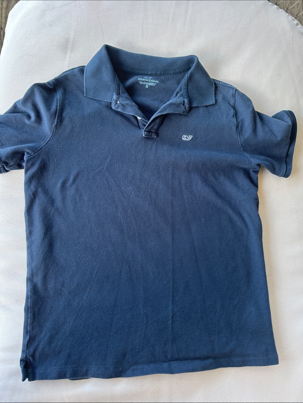 Vineyard Vines Boys Dark Blue Polo with Whale Logo